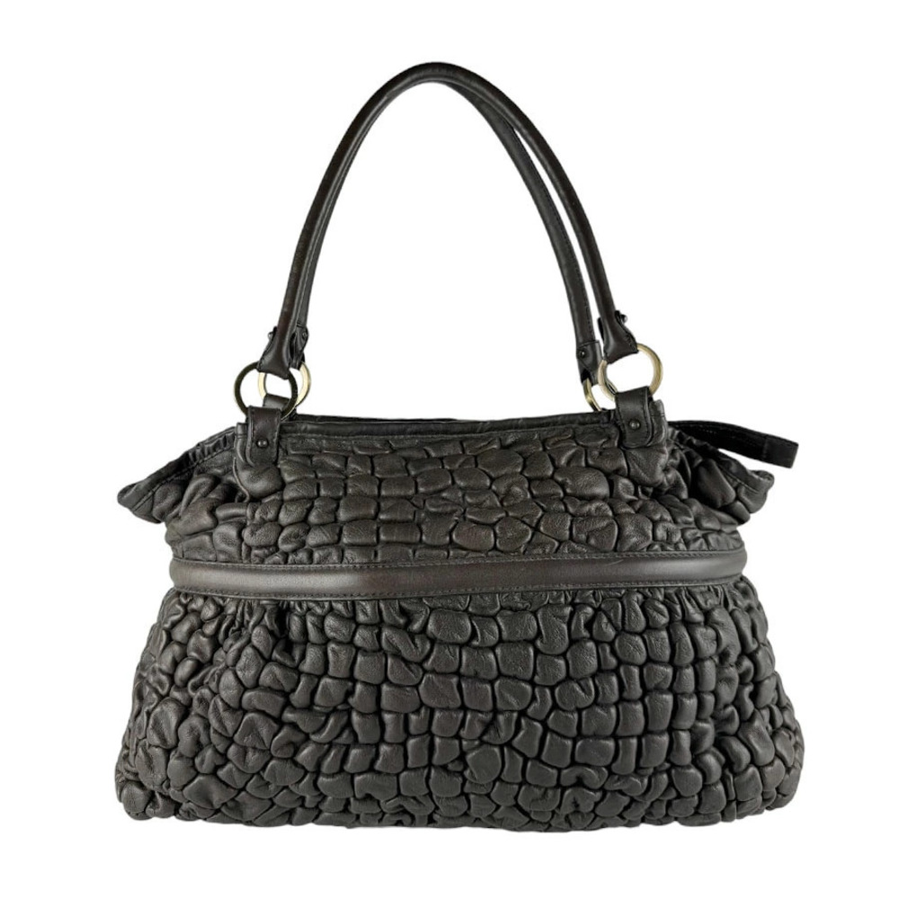 Fendi Puckered Bubble Leather Chef Tote Bag puckered pebbled texture Brown